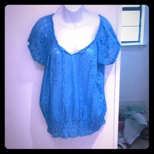 🦋NWOT Turquoise Floral Top szXL🦋